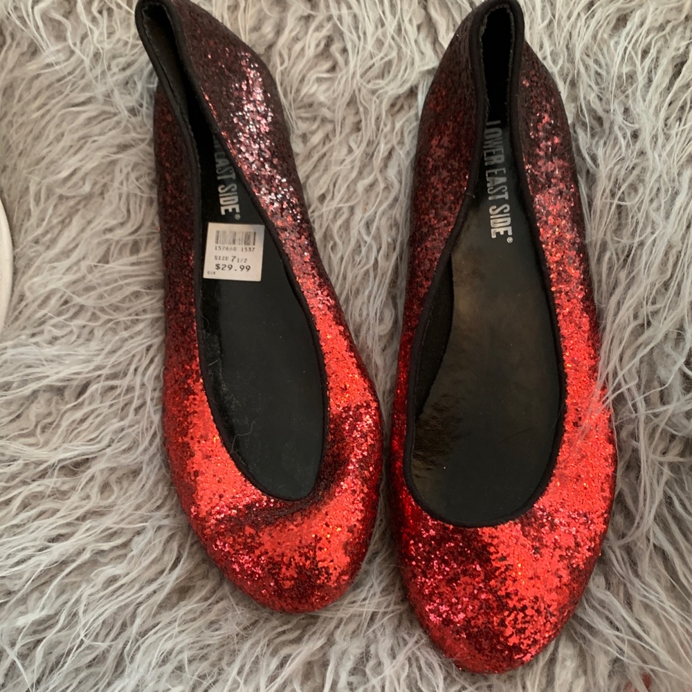 Red Ombré to black glitter flats